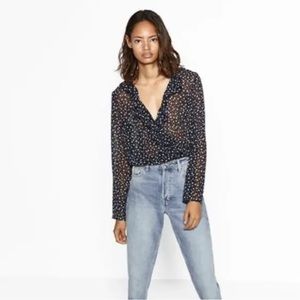 Zara star print sheer bodysuit